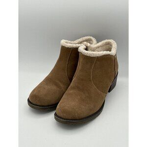 Sporto Womens Brown Ankle Boots Size 7.5M Suede Faux Fur Lined With Zipper Closu
